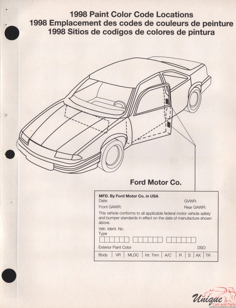 1998 Ford Paint Charts Rinshed-Mason 9